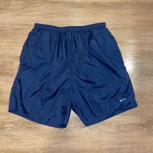 Vintage Nike Nylon Navy Blue Gym Shorts Large 7” Inseam